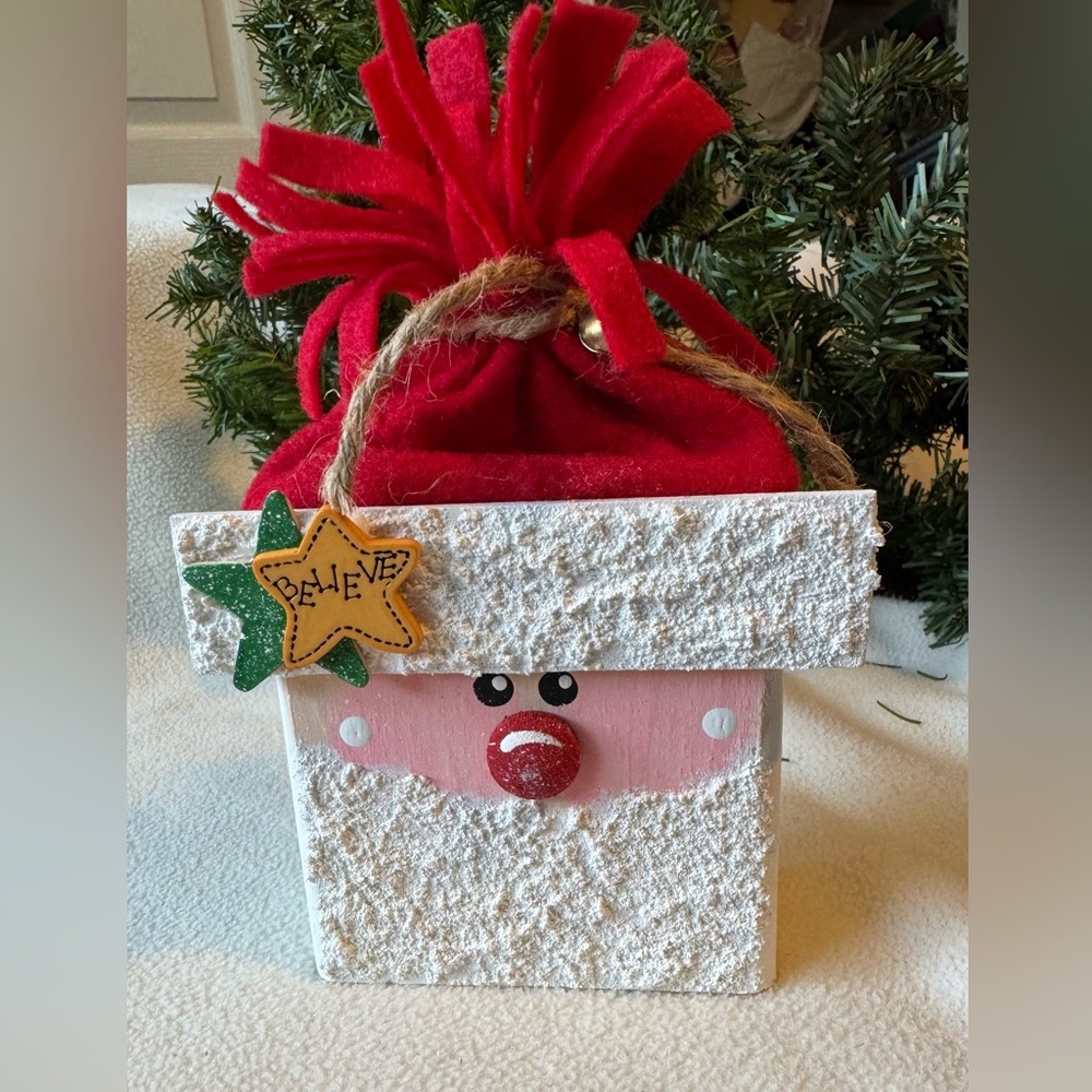 Handmade Santa with Believe star accent decor